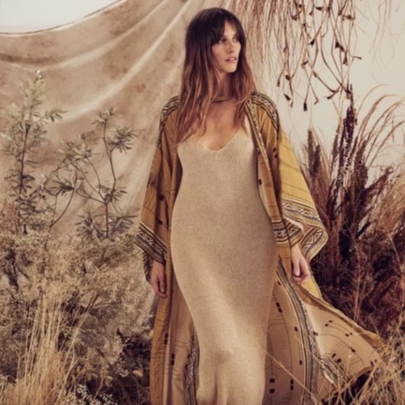 SOLD OUT Mustard Tribal Aztec Western Self Tie Kimono Duster Wrap Bohemian Robe - Picture 3 of 8